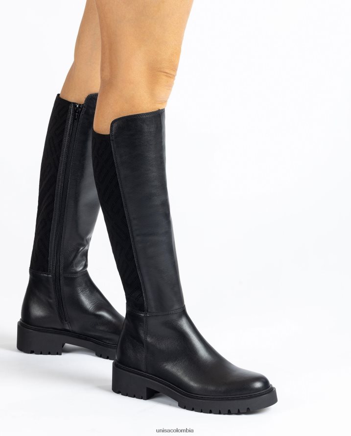 co Unisa mujer bota de piel con tejido elástico estampado agraciado F0X80H1065