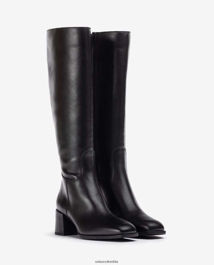co Unisa mujer bota de punta cuadrada con tacón ancho negro F0X80H1054