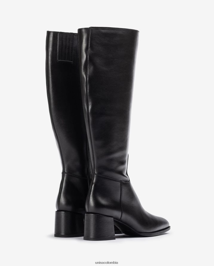 co Unisa mujer bota de punta cuadrada con tacón ancho negro F0X80H1054