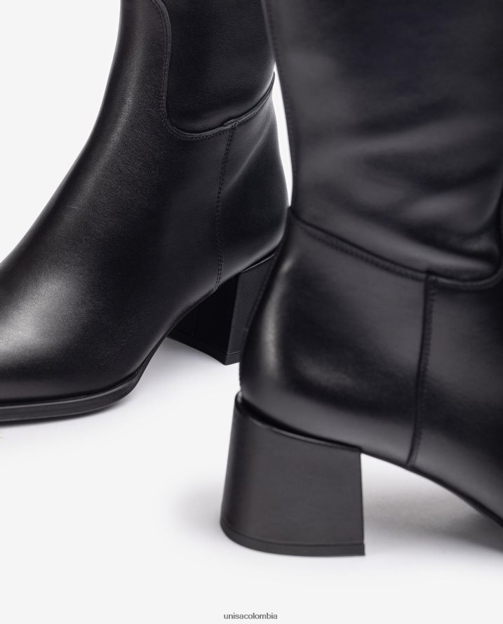 co Unisa mujer bota de punta cuadrada con tacón ancho negro F0X80H1054
