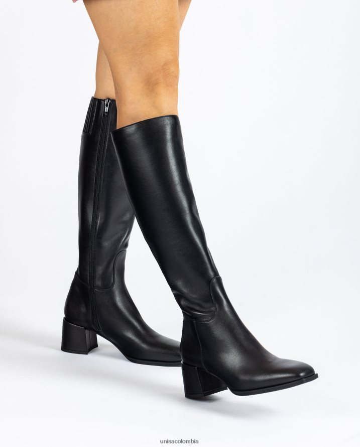 co Unisa mujer bota de punta cuadrada con tacón ancho negro F0X80H1054