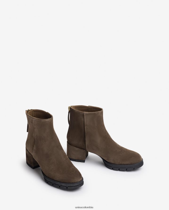 co Unisa mujer botines de piel con cremallera marrón F0X80H923