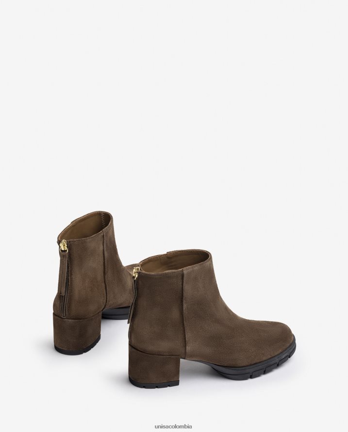 co Unisa mujer botines de piel con cremallera marrón F0X80H923