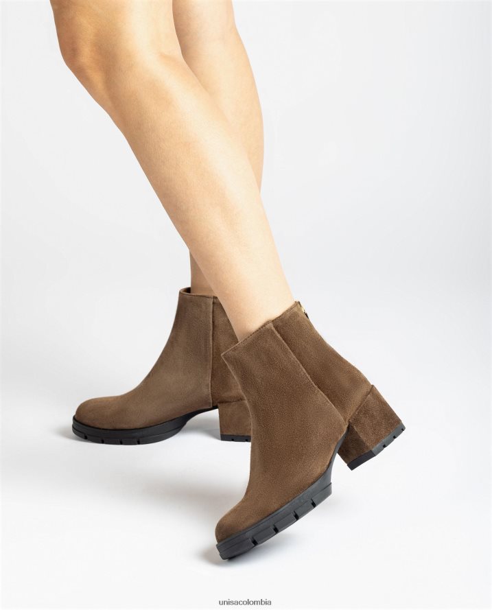 co Unisa mujer botines de piel con cremallera marrón F0X80H923