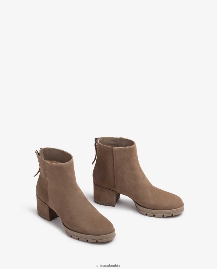 co Unisa mujer botines de piel con cremallera marrón F0X80H924