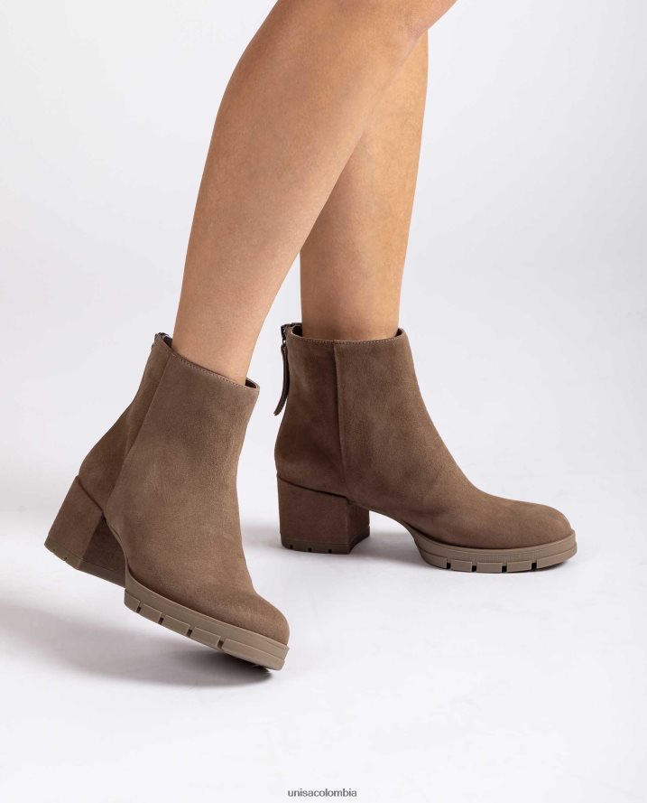 co Unisa mujer botines de piel con cremallera marrón F0X80H924