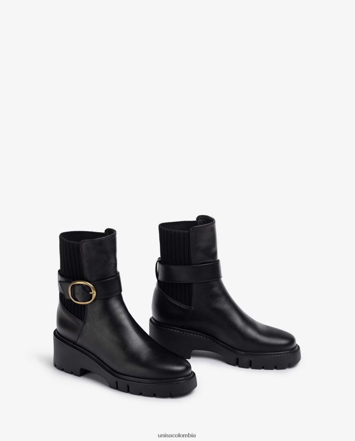 co Unisa mujer botines de piel con elástico trasero y correa con hebilla moda F0X80H933