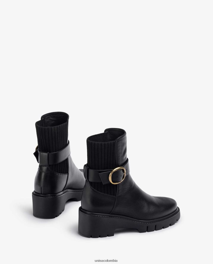 co Unisa mujer botines de piel con elástico trasero y correa con hebilla moda F0X80H933