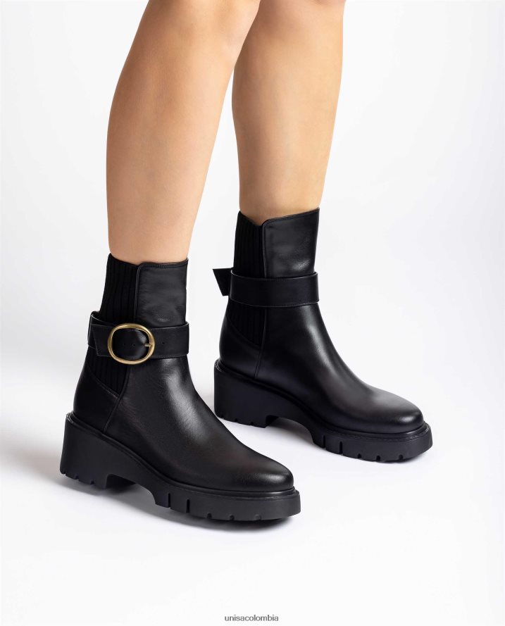 co Unisa mujer botines de piel con elástico trasero y correa con hebilla moda F0X80H933