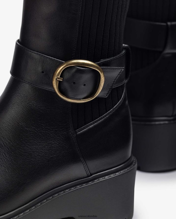 co Unisa mujer botines de piel con elástico trasero y correa con hebilla moda F0X80H933