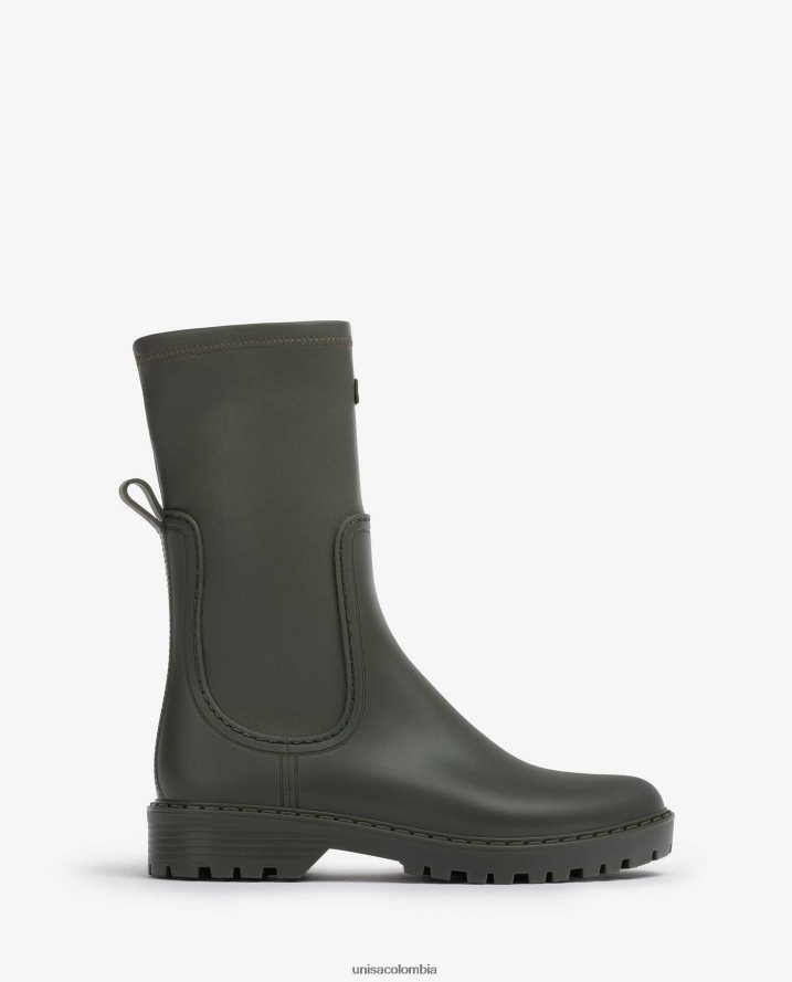 co Unisa mujer botines wellington caña elastica verde F0X80H876