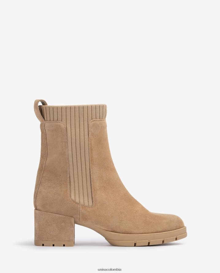 co Unisa niños Botín de ante con calcetín de canalé beige F0X80H935