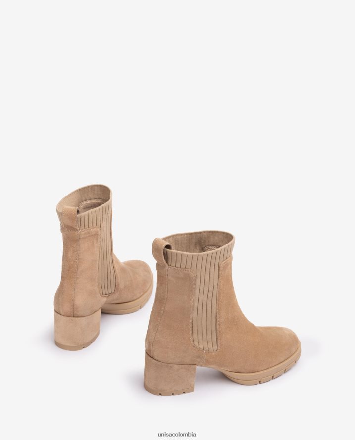 co Unisa niños Botín de ante con calcetín de canalé beige F0X80H935