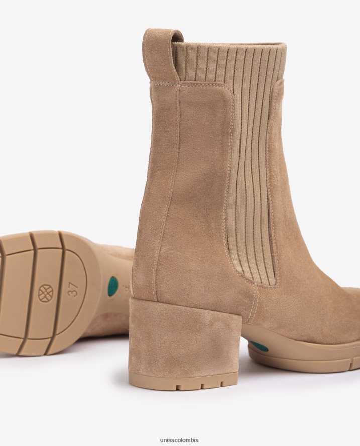 co Unisa niños Botín de ante con calcetín de canalé beige F0X80H935