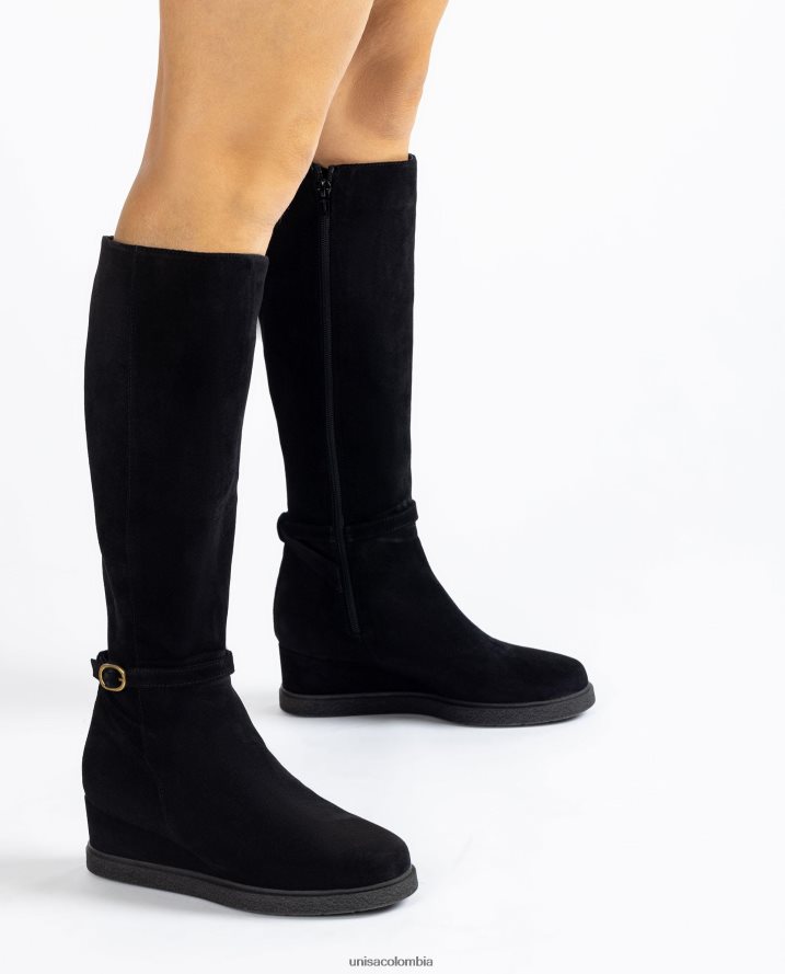 co Unisa niños bota caña alta de ante con cuña y suela de goma antideslizante negro F0X80H1071
