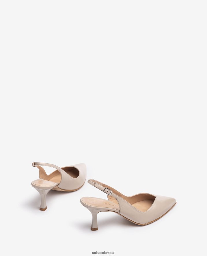 co Unisa mujer Zapato destalonado con correa al tobillo d\'orsay y tacón pintado beige F0X80H531