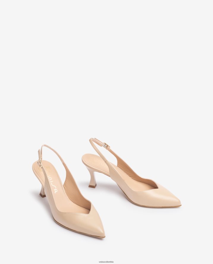 co Unisa mujer Zapato destalonado con correa al tobillo d\'orsay y tacón pintado beige F0X80H532