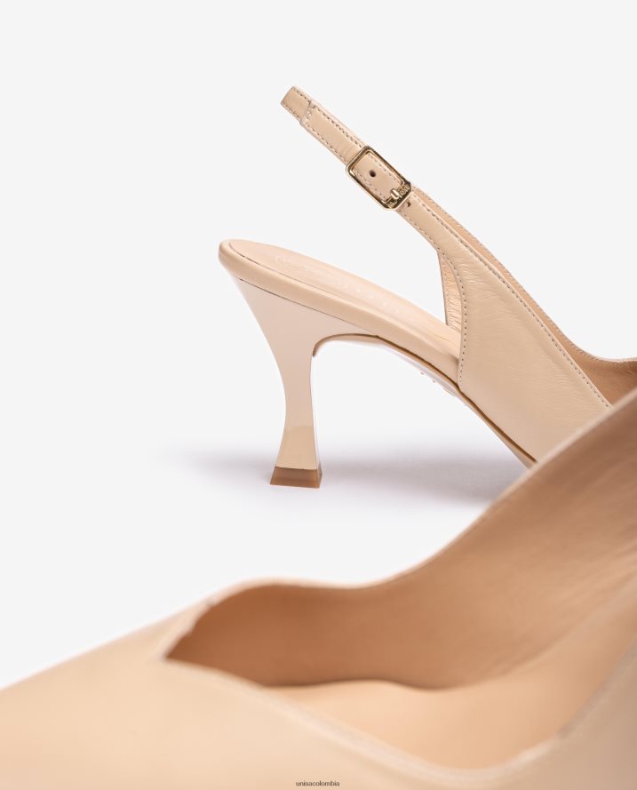 co Unisa mujer Zapato destalonado con correa al tobillo d\'orsay y tacón pintado beige F0X80H532