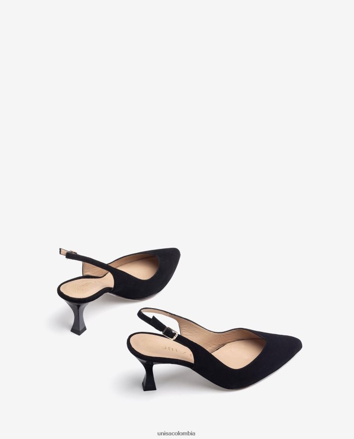 co Unisa mujer Zapato destalonado con correa al tobillo d\'orsay y tacón pintado negro F0X80H512