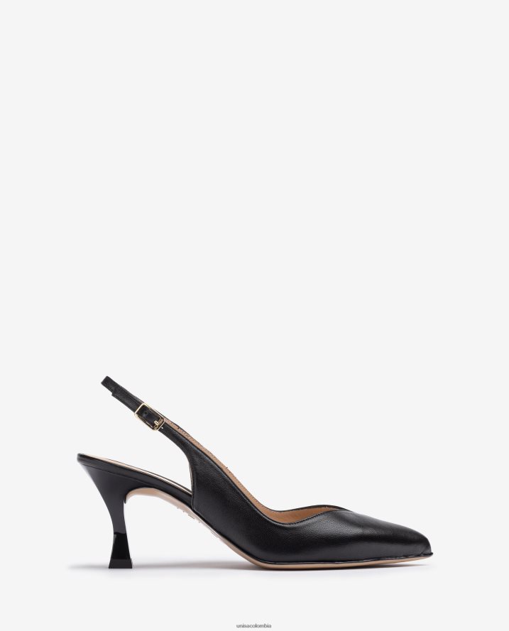 co Unisa mujer Zapato destalonado con correa al tobillo d'orsay y tacón pintado negro F0X80H530
