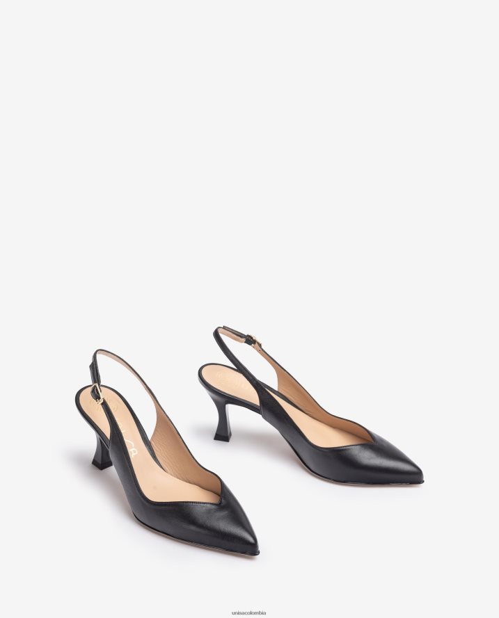 co Unisa mujer Zapato destalonado con correa al tobillo d\'orsay y tacón pintado negro F0X80H530