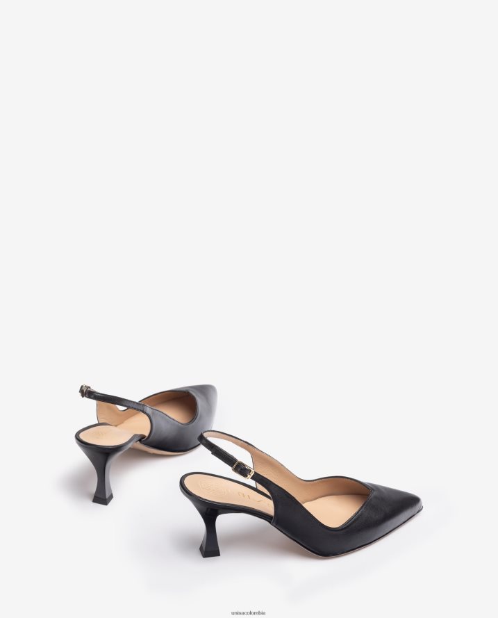 co Unisa mujer Zapato destalonado con correa al tobillo d\'orsay y tacón pintado negro F0X80H530