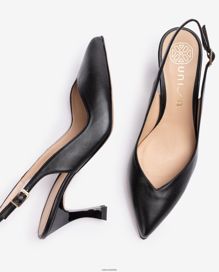 co Unisa mujer Zapato destalonado con correa al tobillo d\'orsay y tacón pintado negro F0X80H530