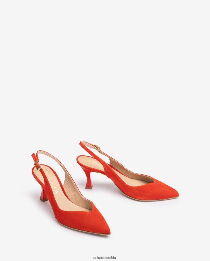 co Unisa mujer Zapato destalonado con correa al tobillo d\'orsay y tacón pintado rojo F0X80H511
