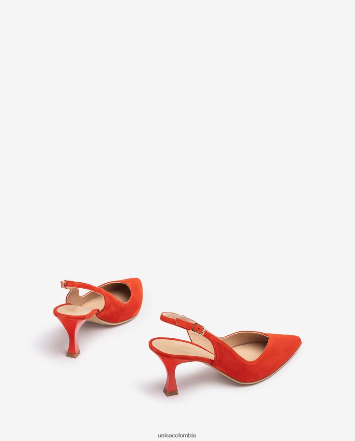 co Unisa mujer Zapato destalonado con correa al tobillo d\'orsay y tacón pintado rojo F0X80H511