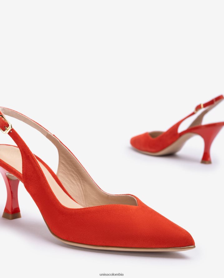 co Unisa mujer Zapato destalonado con correa al tobillo d\'orsay y tacón pintado rojo F0X80H511