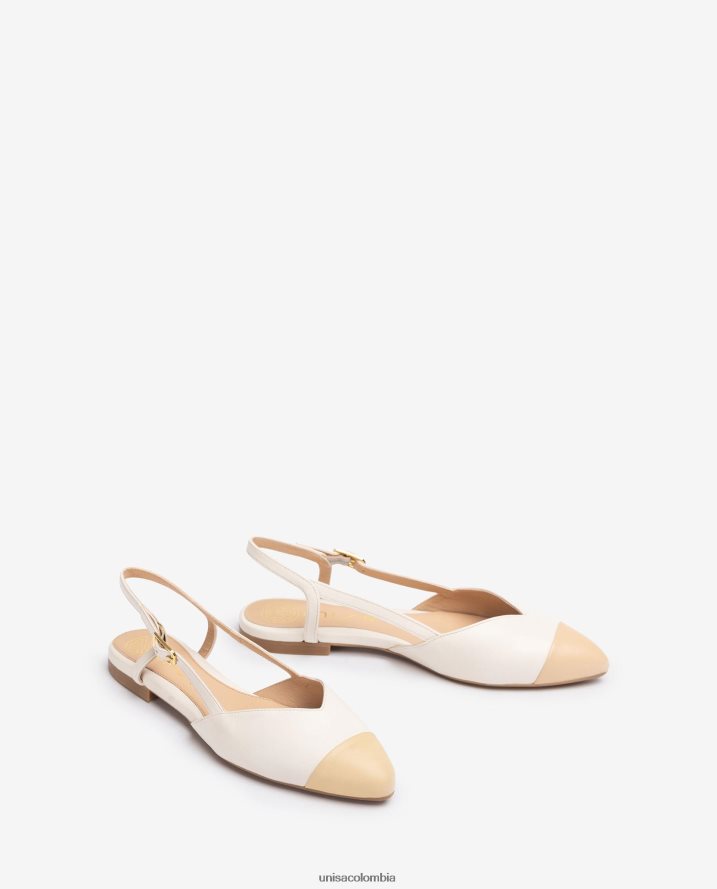 co Unisa mujer zapato plano destalonado bicolor blanco F0X80H494