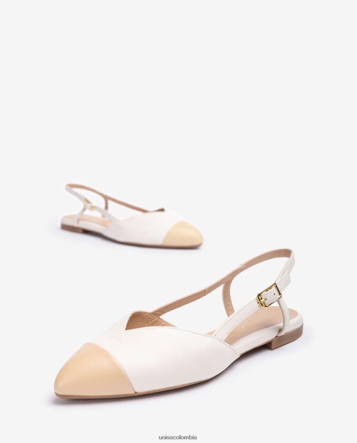 co Unisa mujer zapato plano destalonado bicolor blanco F0X80H494