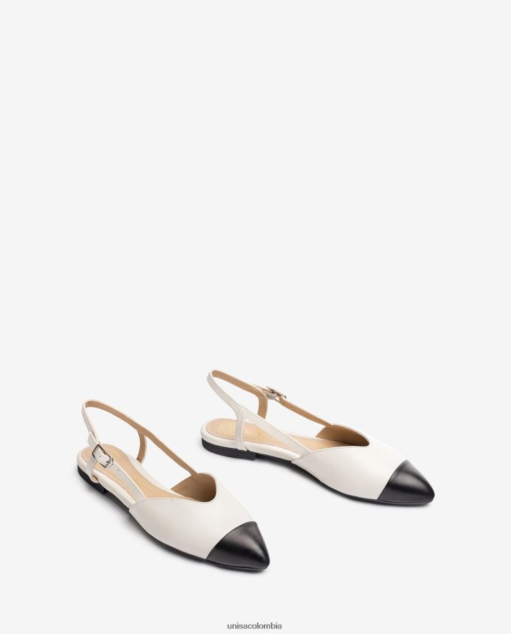 co Unisa mujer zapato plano destalonado bicolor blanco F0X80H542
