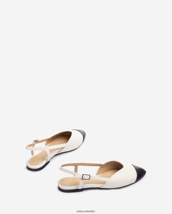 co Unisa mujer zapato plano destalonado bicolor blanco F0X80H542