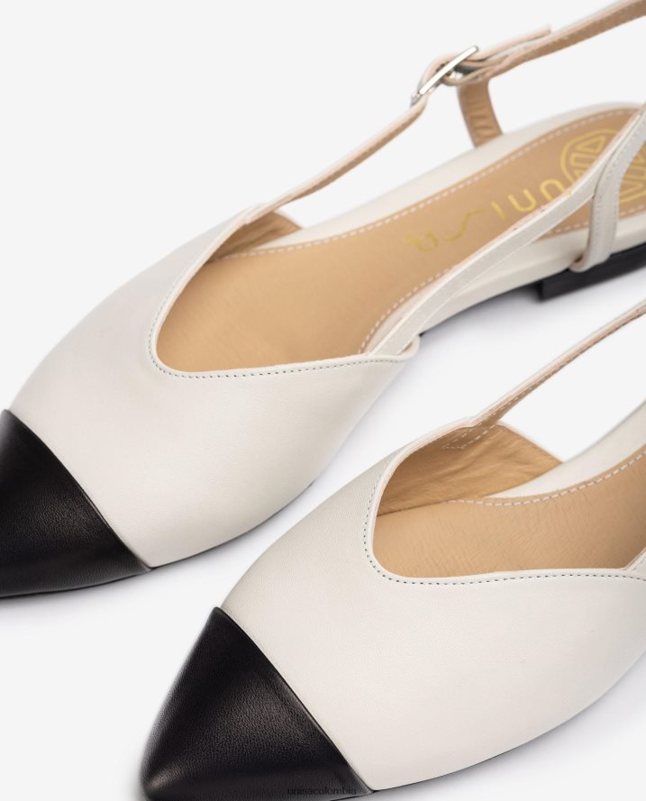 co Unisa mujer zapato plano destalonado bicolor blanco F0X80H542