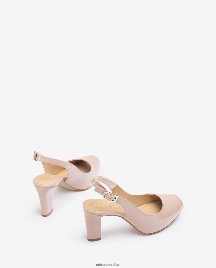 co Unisa mujer zapatos destalonados peep toe de charol agraciado F0X80H547