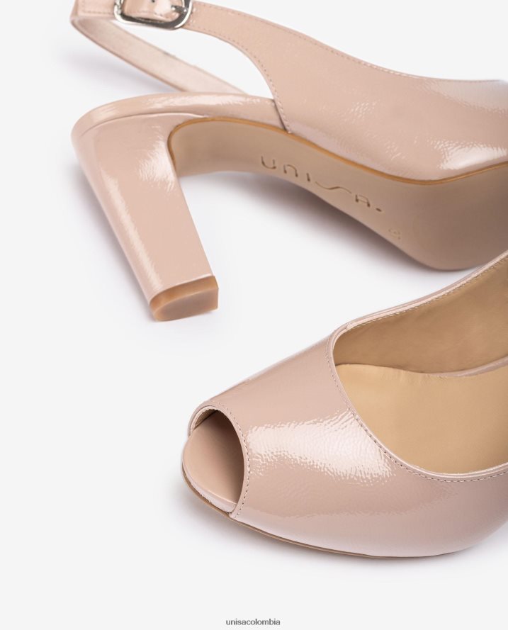 co Unisa mujer zapatos destalonados peep toe de charol agraciado F0X80H547