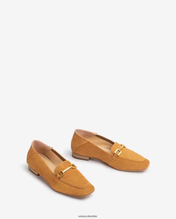 co Unisa mujer mocasines de ante con ribete marrón F0X80H629