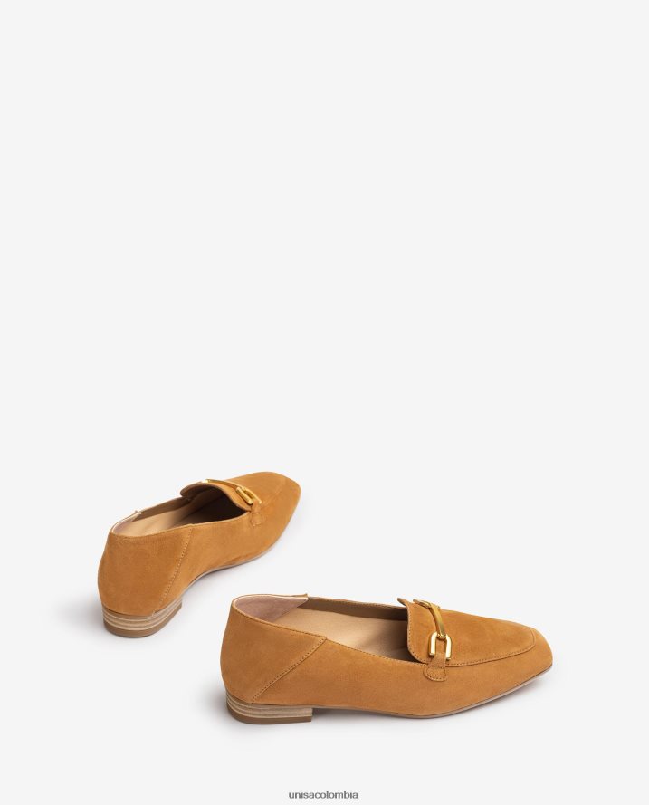 co Unisa mujer mocasines de ante con ribete marrón F0X80H629