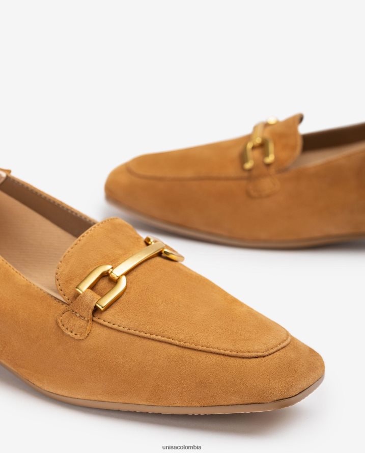 co Unisa mujer mocasines de ante con ribete marrón F0X80H629