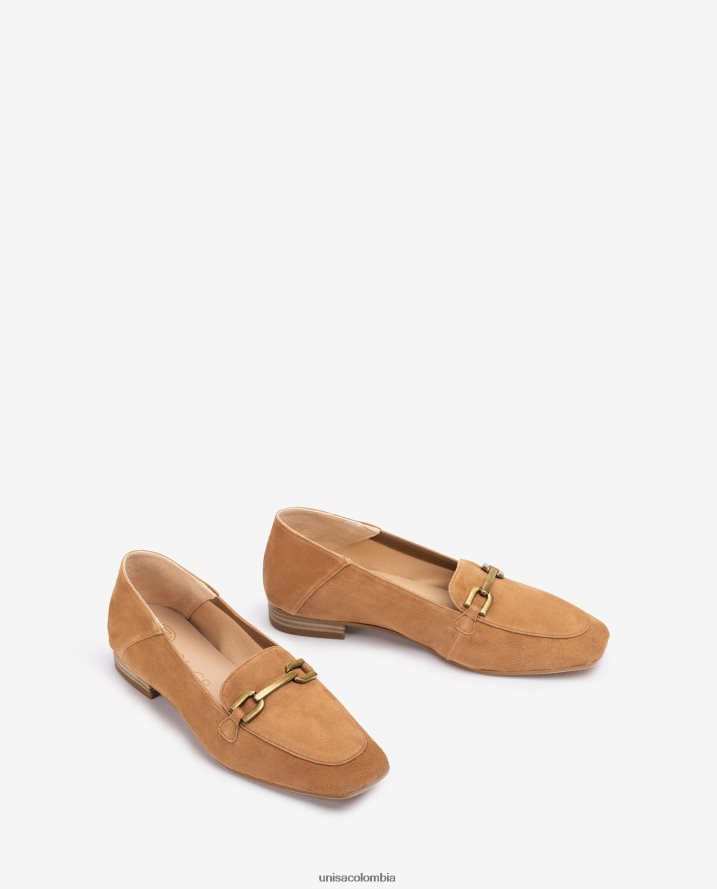 co Unisa mujer mocasines de ante con ribete marrón F0X80H630
