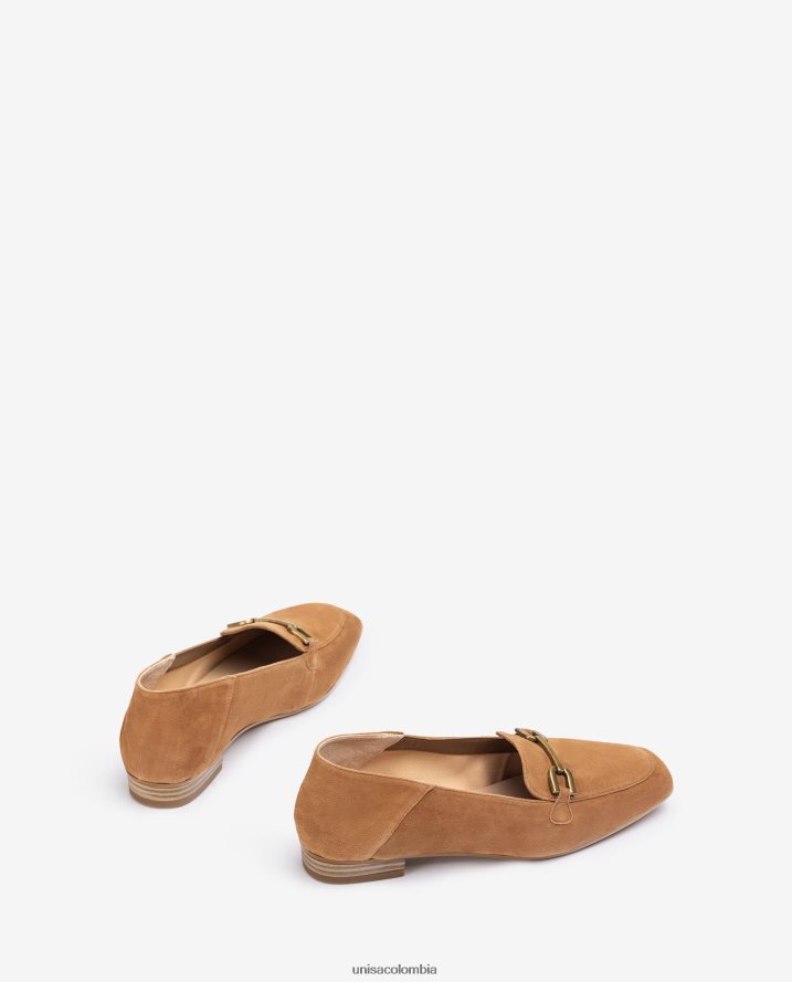 co Unisa mujer mocasines de ante con ribete marrón F0X80H630