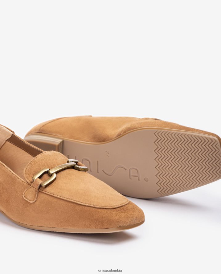 co Unisa mujer mocasines de ante con ribete marrón F0X80H630