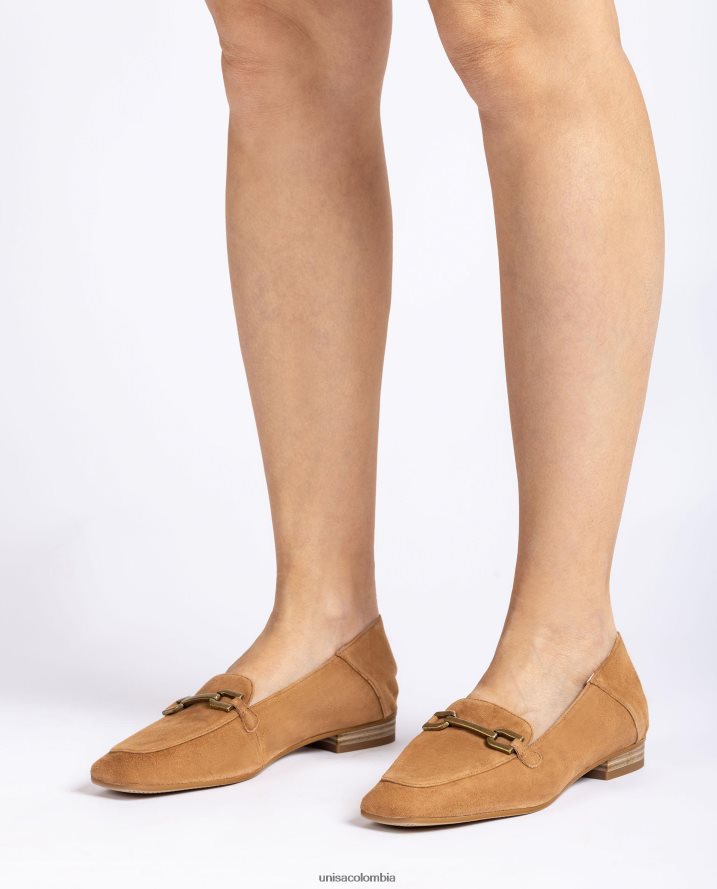 co Unisa mujer mocasines de ante con ribete marrón F0X80H630