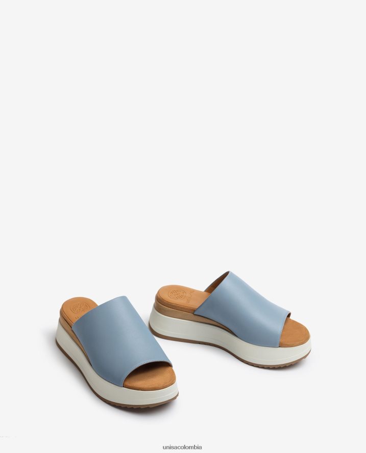 co Unisa mujer sandalia con cuña y empeine ancho azul F0X80H829