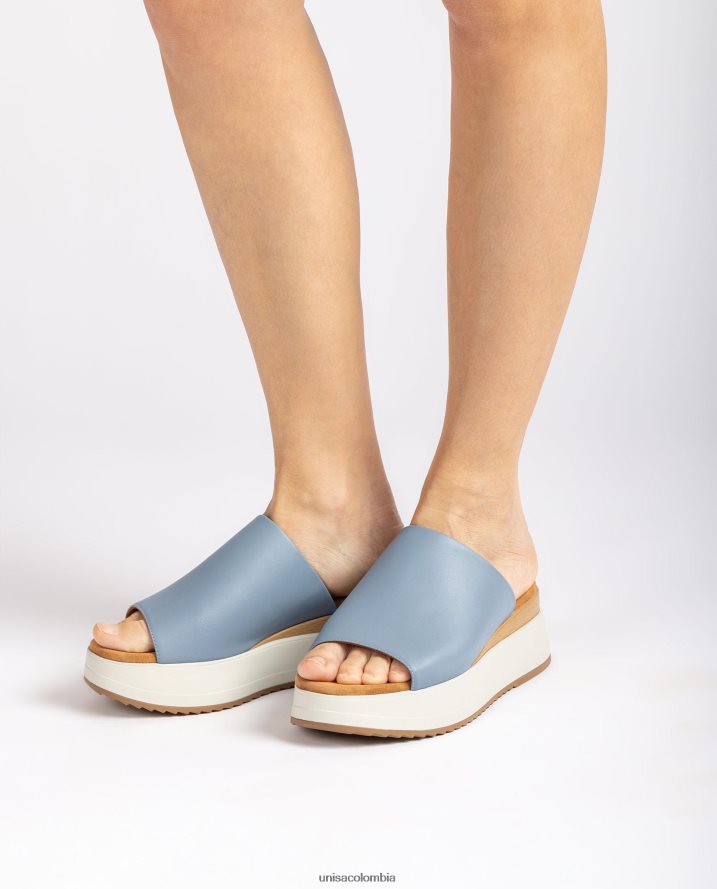 co Unisa mujer sandalia con cuña y empeine ancho azul F0X80H829