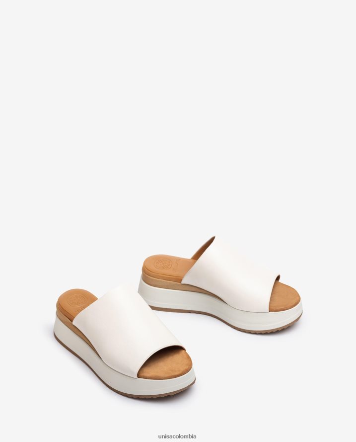 co Unisa mujer sandalia con cuña y empeine ancho blanco F0X80H828