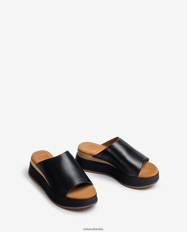 co Unisa mujer sandalia con cuña y empeine ancho negro F0X80H827