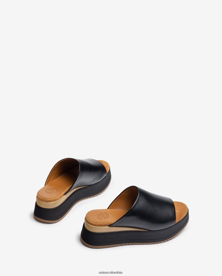 co Unisa mujer sandalia con cuña y empeine ancho negro F0X80H827