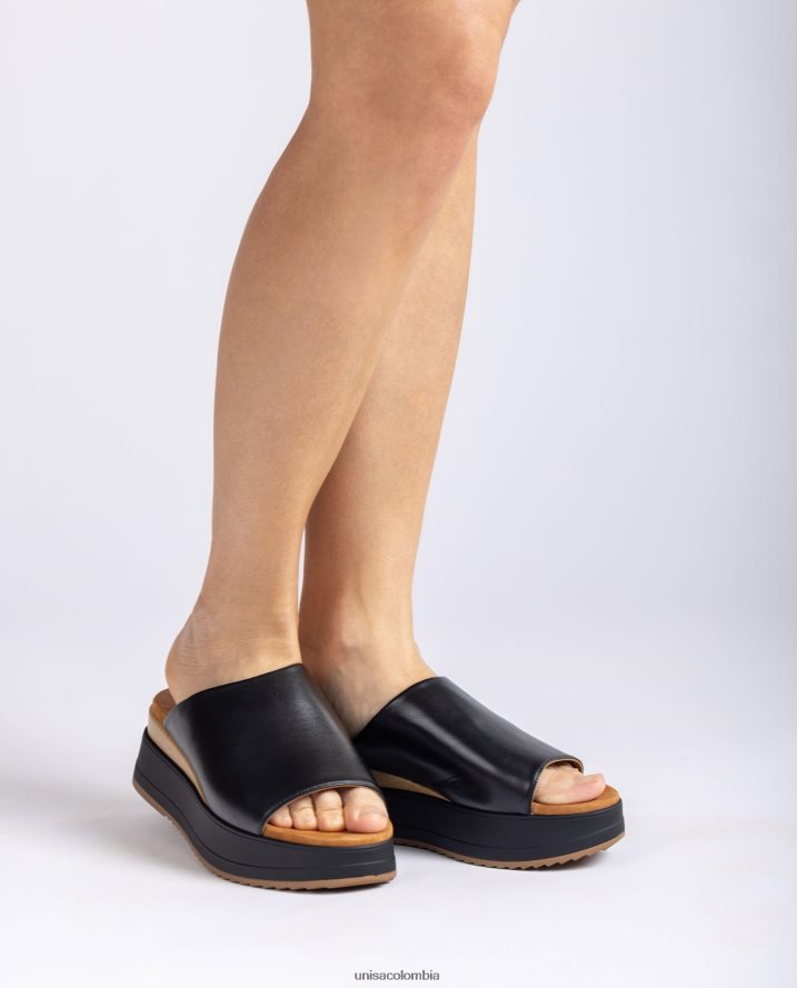 co Unisa mujer sandalia con cuña y empeine ancho negro F0X80H827